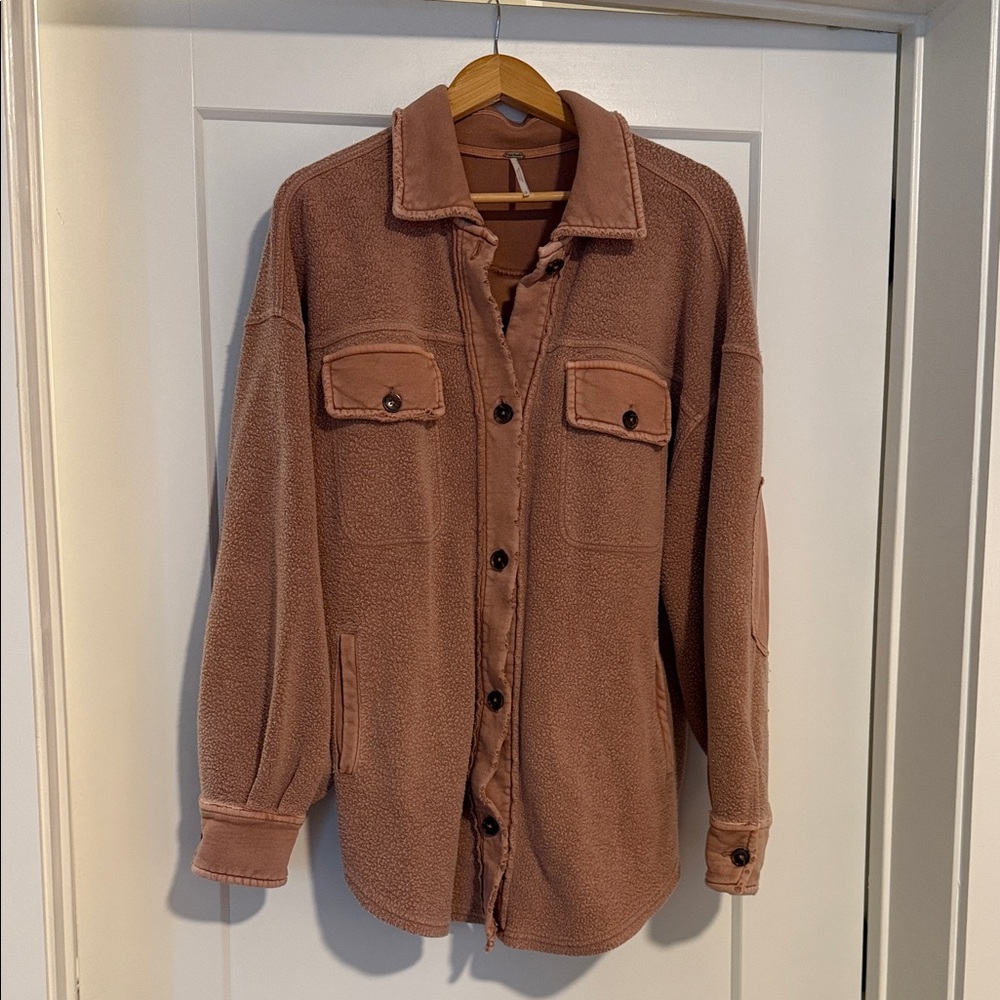 Free People Pink Fleece Shacket
